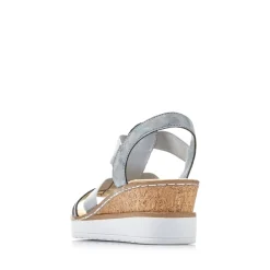 Clearance Rieker Damskie Sandaly Na Koturnie , Dzinsowe, Niebieskie
