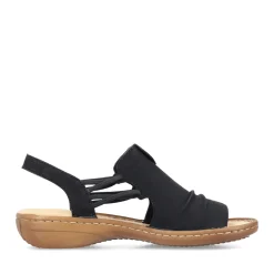 Clearance Rieker Damskie Sandaly Z Paskami, Asfaltowo-Czarne
