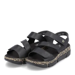 Fashion Rieker Damskie Sandaly Z Paskami, Asfaltowo-Czarne