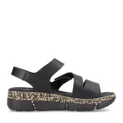 Fashion Rieker Damskie Sandaly Z Paskami, Asfaltowo-Czarne
