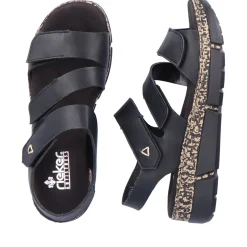 Fashion Rieker Damskie Sandaly Z Paskami, Asfaltowo-Czarne