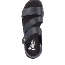 Fashion Rieker Damskie Sandaly Z Paskami, Asfaltowo-Czarne