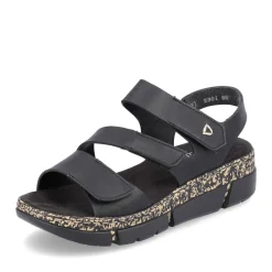 Fashion Rieker Damskie Sandaly Z Paskami, Asfaltowo-Czarne
