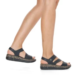 Fashion Rieker Damskie Sandaly Z Paskami, Asfaltowo-Czarne