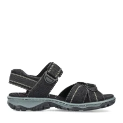 Hot Rieker Damskie Sandaly Trekkingowe , Asfaltowe, Czarne