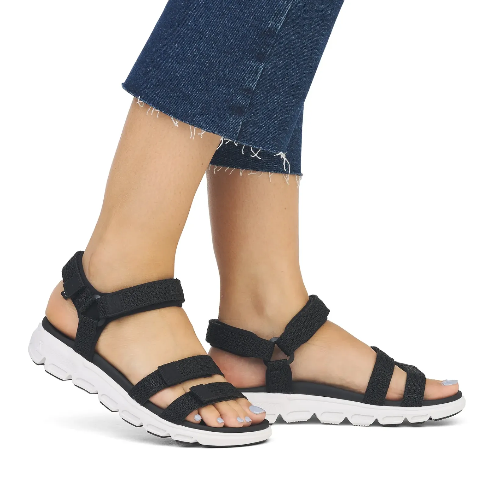 Fashion Rieker Damskie Sandaly Trekkingowe Deep Black
