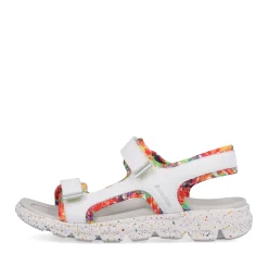 Discount Rieker Damskie Sandaly Trekkingowe Swan-White Rainbow