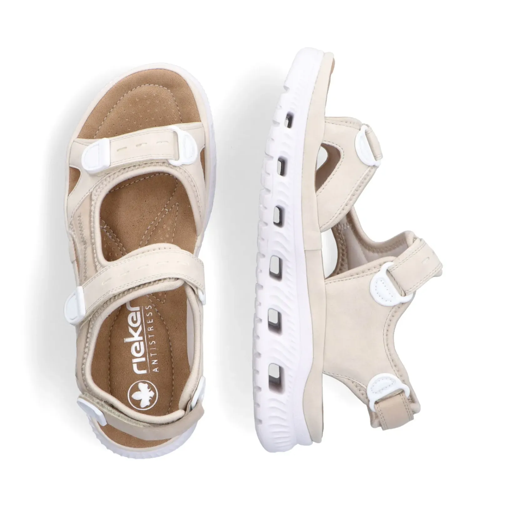 Clearance Rieker Damskie Sandaly Trekkingowe W Kolorze Jasnobezowym