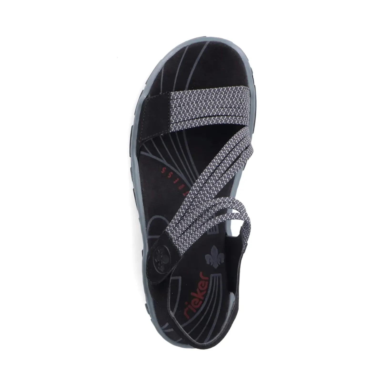 Clearance Rieker Damskie Sandaly Trekkingowe W Kolorze Grafitowo-Czarnym