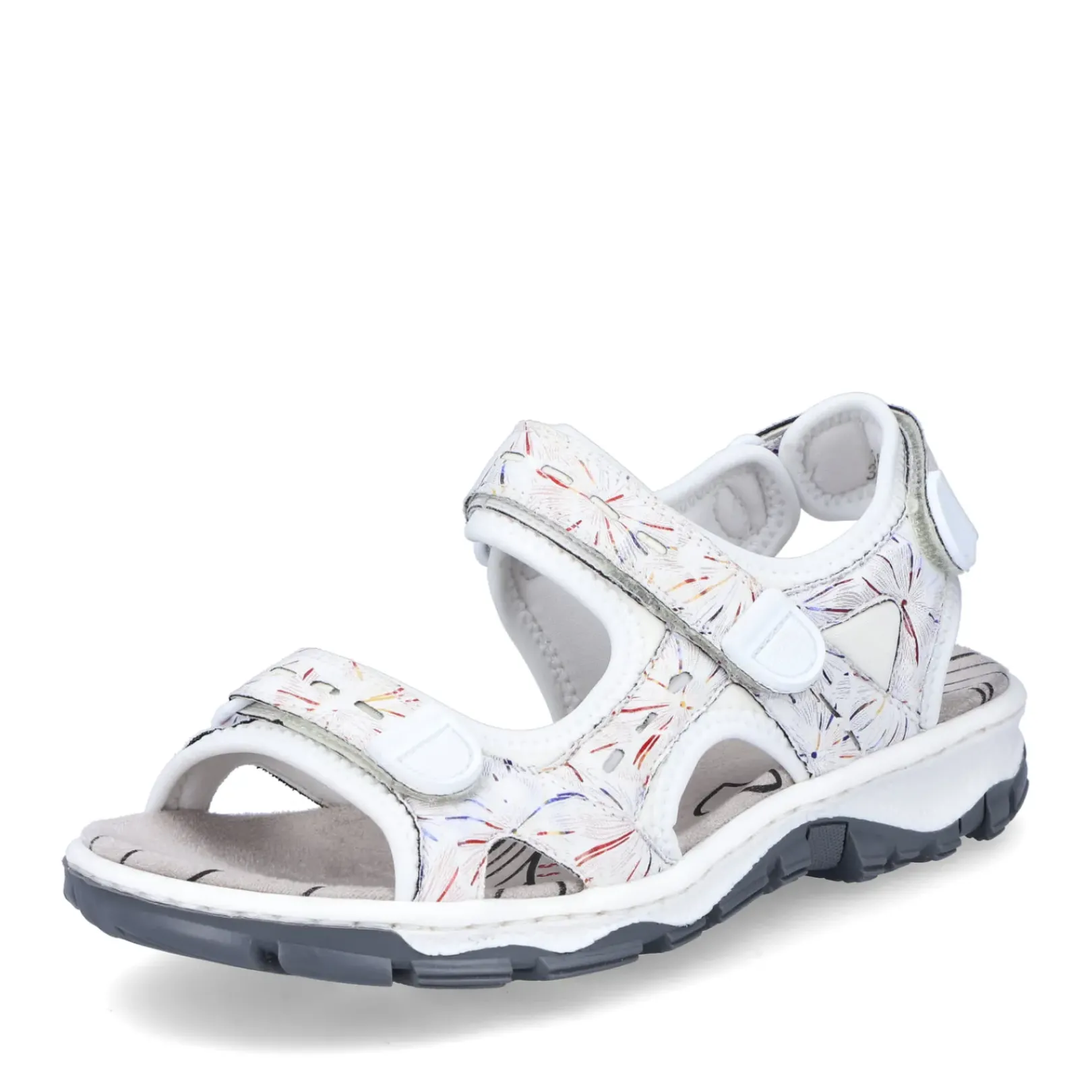 Best Rieker Damskie Sandaly Trekkingowe Perlowo-Bialo-Multi