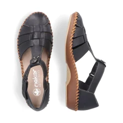 Discount Rieker Damskie Sandaly Z Paskami W Kolorze Ciemnej Czerni