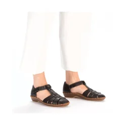 Discount Rieker Damskie Sandaly Z Paskami W Kolorze Ciemnej Czerni