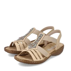 Discount Rieker Damskie Sandaly Z Paskami W Kolorze Jasnobrazowym