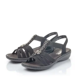 Outlet Rieker Damskie Sandaly Z Paskami , W Kolorze Nocnej Czerni