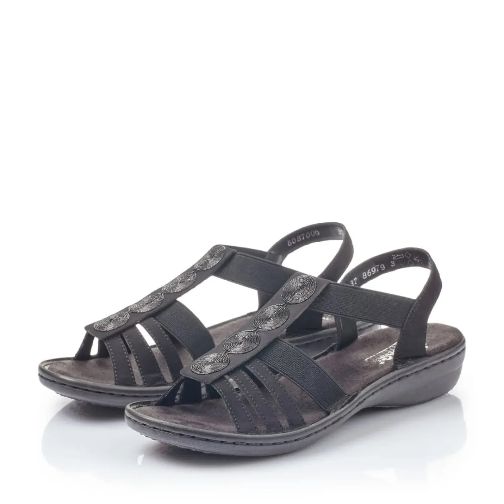 Discount Rieker Damskie Sandaly Z Paskami W Kolorze Kruczoczarnym