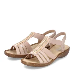 Sale Rieker Damskie Sandaly Z Paskami W Kolorze Delikatnego Rozu