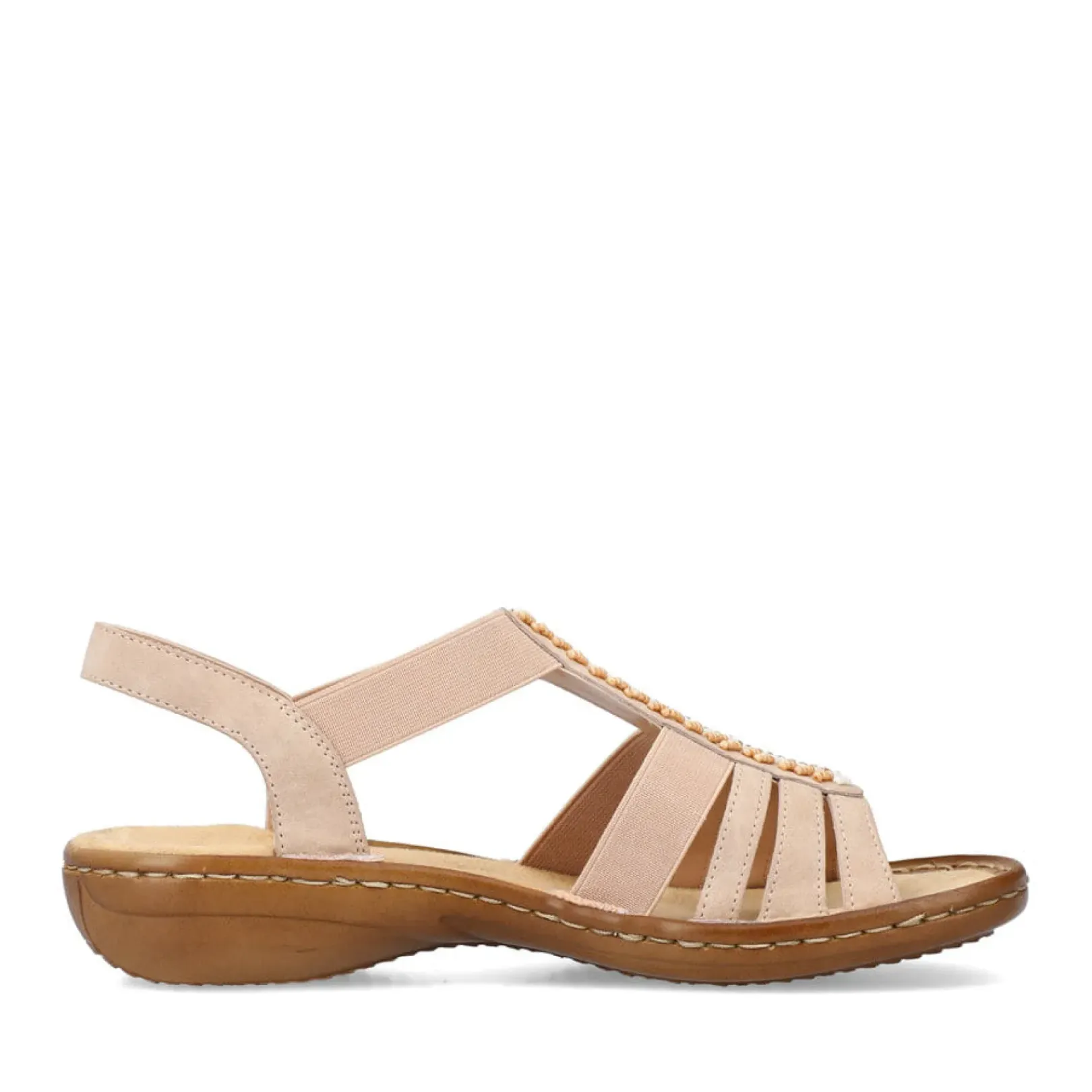 Sale Rieker Damskie Sandaly Z Paskami W Kolorze Delikatnego Rozu
