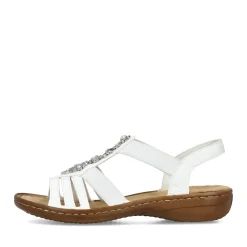 New Rieker Damskie Sandaly Z Paskami W Kolorze Liliowo-Bialym