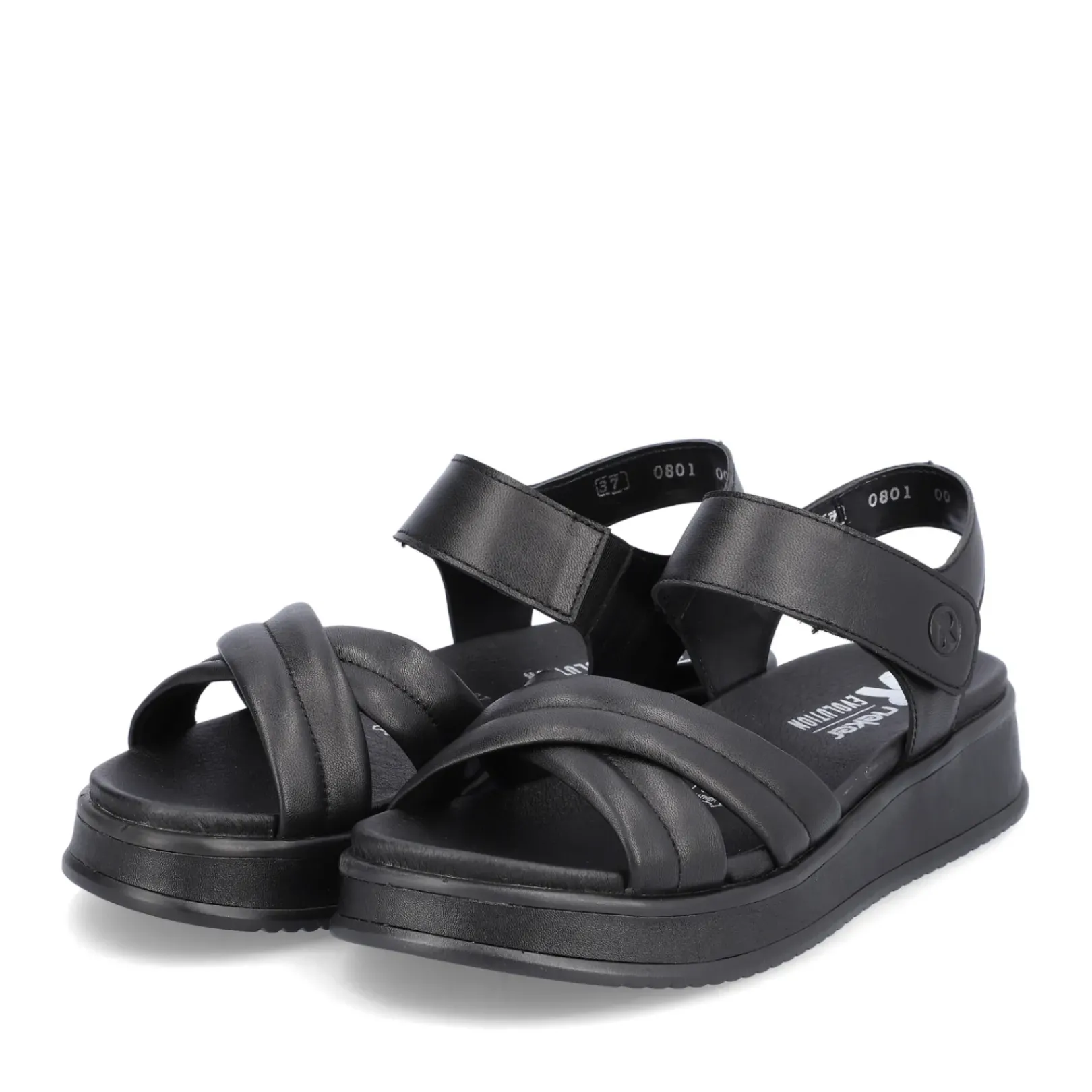 Best Rieker Damskie Sandaly Z Paskami Midnight Black
