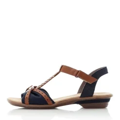 Discount Rieker Damskie Sandaly Z Paskami W Kolorze Morskiego Niebiesko-Brazowego