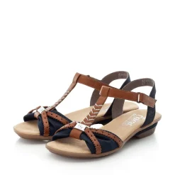 Discount Rieker Damskie Sandaly Z Paskami W Kolorze Morskiego Niebiesko-Brazowego