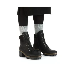 Clearance Rieker Damskie Sznurowane Botki W Kolorze Glebokiej Czerni