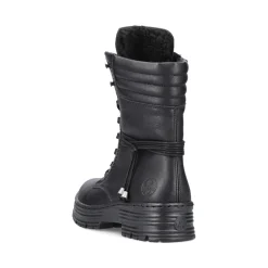 Clearance Rieker Damskie Sznurowane Botki W Kolorze Glebokiej Czerni