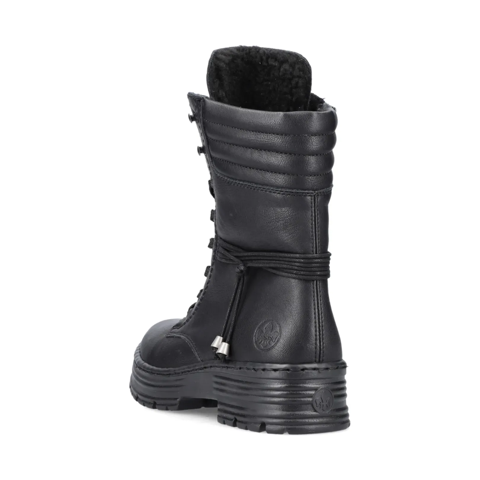 Clearance Rieker Damskie Sznurowane Botki W Kolorze Glebokiej Czerni
