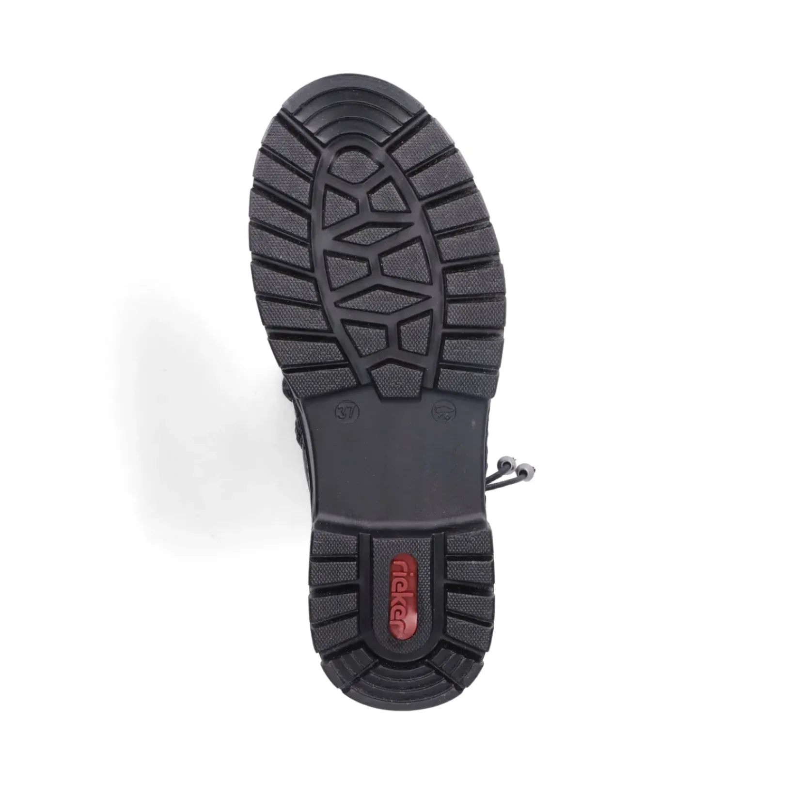 Clearance Rieker Damskie Sznurowane Botki W Kolorze Glebokiej Czerni