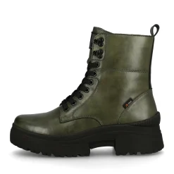 Outlet Rieker Damskie Sznurowane Buty W Kolorze Wojskowej Zieleni I Czerni