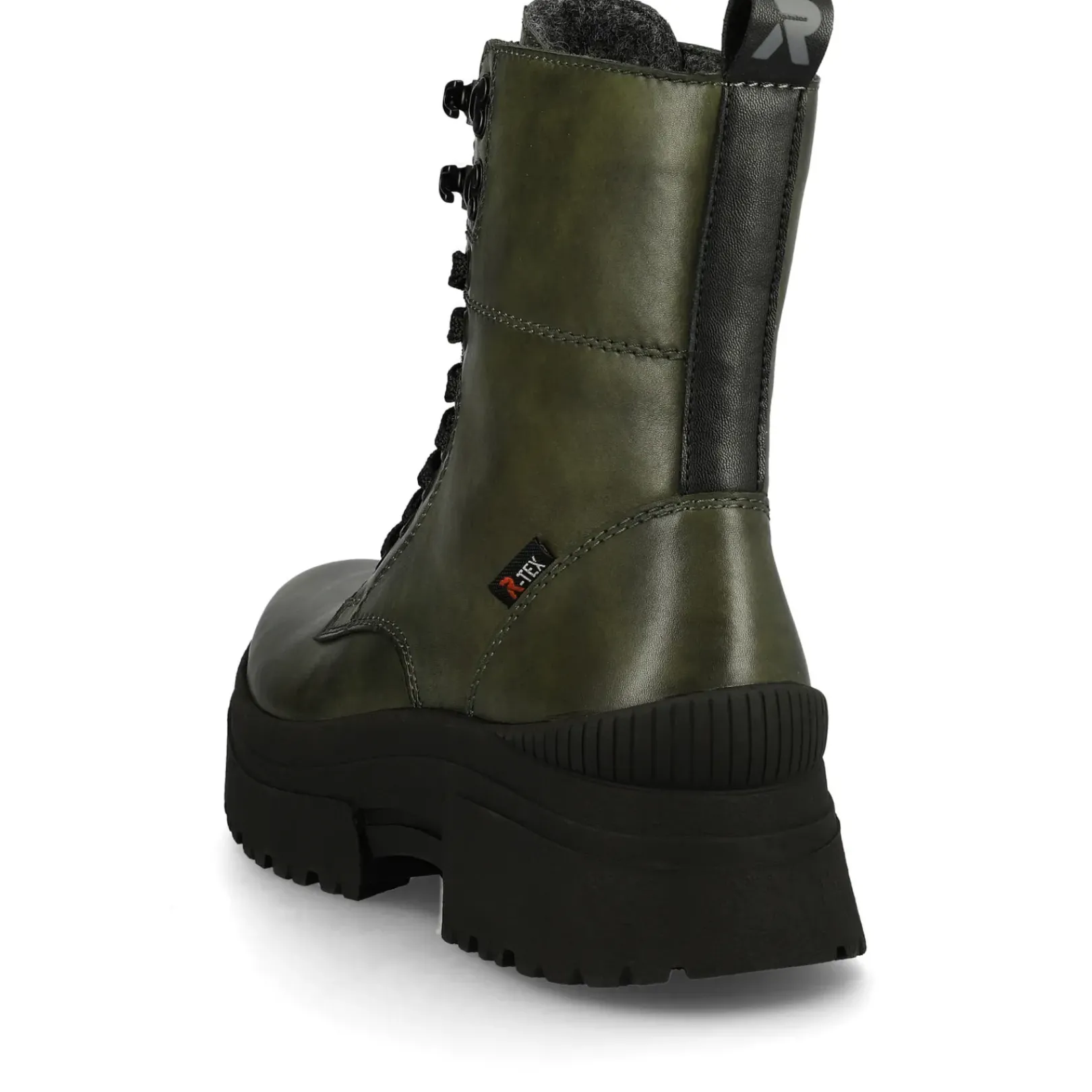 Outlet Rieker Damskie Sznurowane Buty W Kolorze Wojskowej Zieleni I Czerni