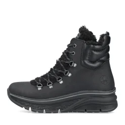 Outlet Rieker Damskie Sznurowane Buty , Asfaltowe, Czarne