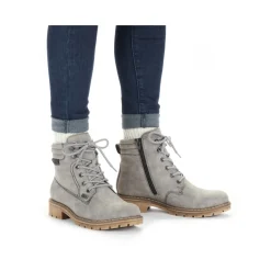 New Rieker Damskie Sznurowane Buty W Kolorze Srebrnoszarym