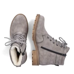 New Rieker Damskie Sznurowane Buty W Kolorze Srebrnoszarym