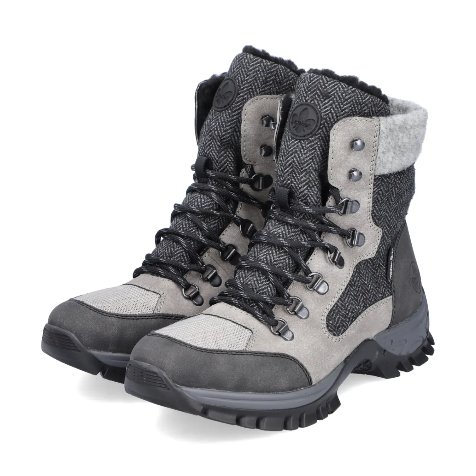 Fashion Rieker Damskie Sznurowane Buty W Kolorze Srebrnoszarym