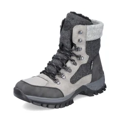 Fashion Rieker Damskie Sznurowane Buty W Kolorze Srebrnoszarym