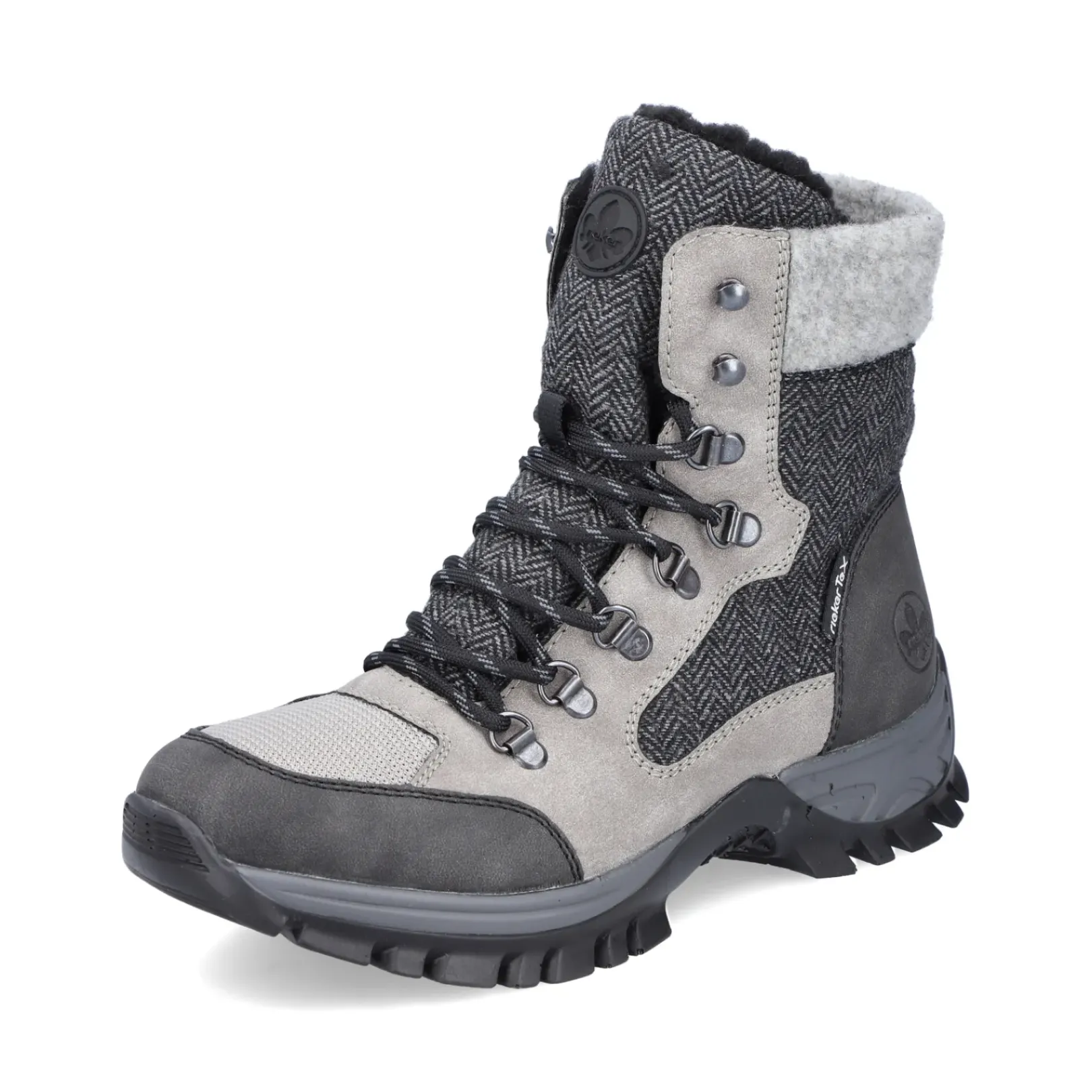 Fashion Rieker Damskie Sznurowane Buty W Kolorze Srebrnoszarym