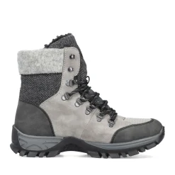 Fashion Rieker Damskie Sznurowane Buty W Kolorze Srebrnoszarym