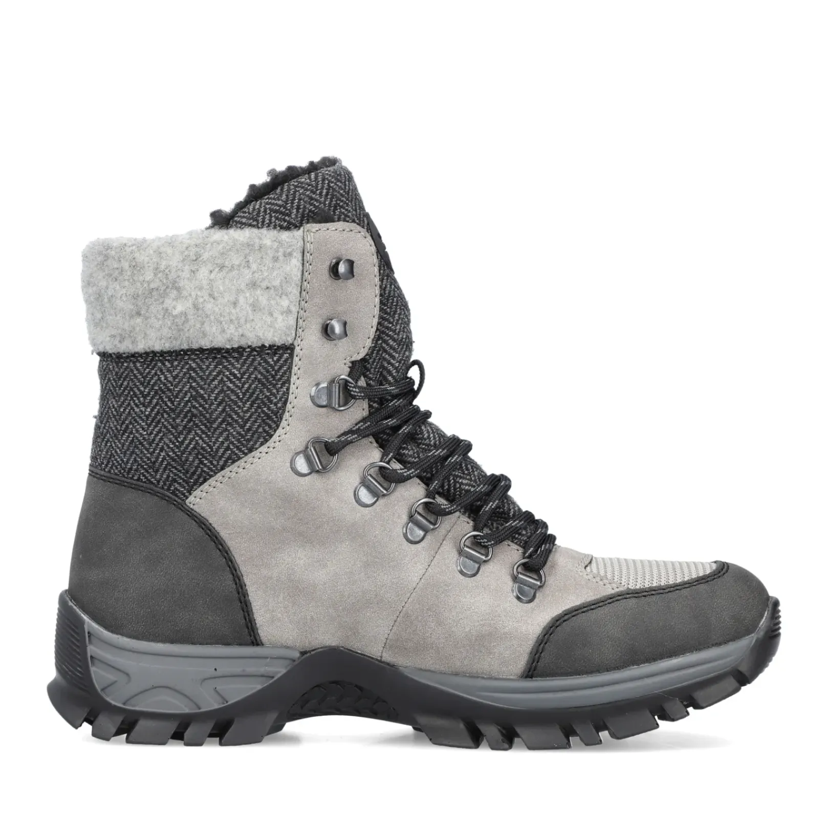 Fashion Rieker Damskie Sznurowane Buty W Kolorze Srebrnoszarym