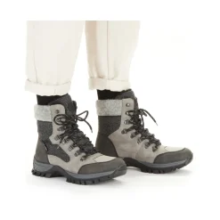 Fashion Rieker Damskie Sznurowane Buty W Kolorze Srebrnoszarym
