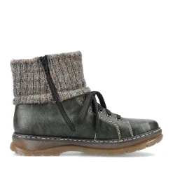 New Rieker Damskie Sznurowane Buty W Kolorze Zielono-Szarym