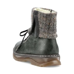 New Rieker Damskie Sznurowane Buty W Kolorze Zielono-Szarym