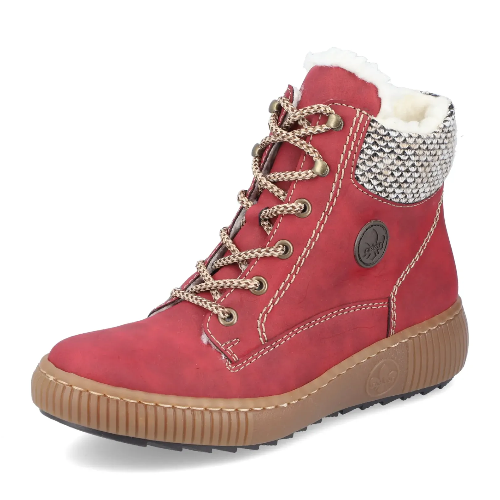 Online Rieker Damskie Sznurowane Buty W Kolorze Ognistoczerwonym