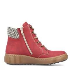 Online Rieker Damskie Sznurowane Buty W Kolorze Ognistoczerwonym