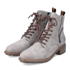 Fashion Rieker Damskie Sznurowane Buty W Kolorze Srebrnoszarym