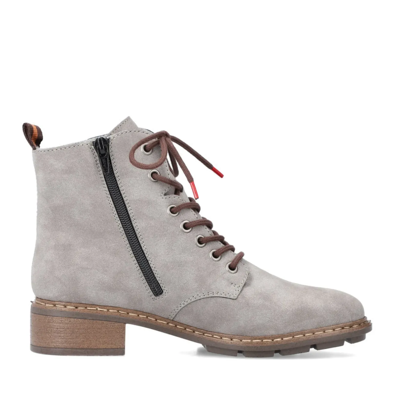 Fashion Rieker Damskie Sznurowane Buty W Kolorze Srebrnoszarym