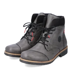 New Rieker Damskie Sznurowane Buty W Kolorze Platynowo-Szarym