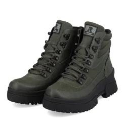 Best Rieker Damskie Sznurowane Buty W Kolorze Wojskowej Zieleni I Czerni