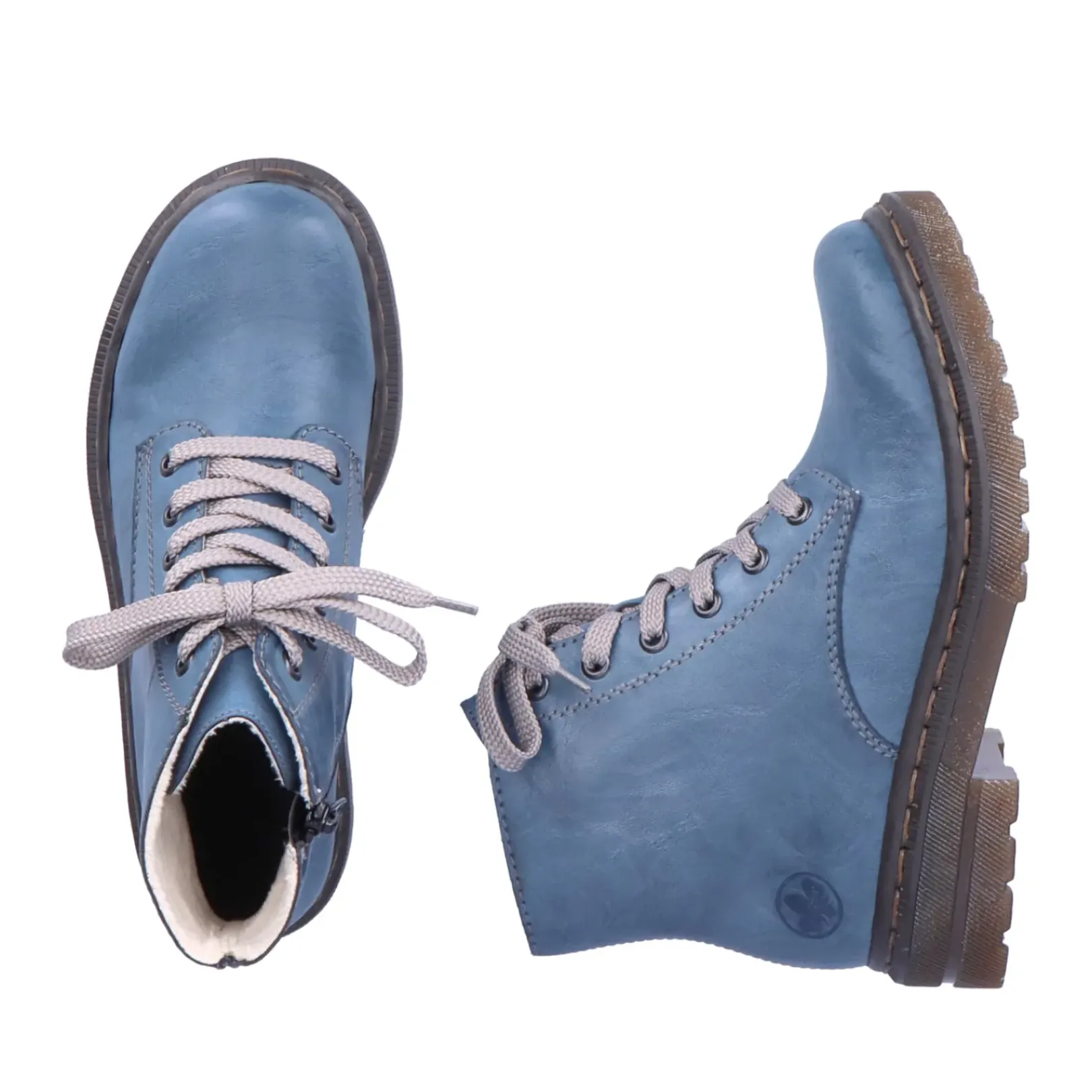 Outlet Rieker Damskie Sznurowane Buty W Kolorze Blekitnym