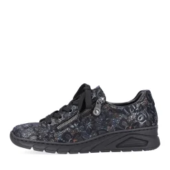 Outlet Rieker Damskie Sznurowane Buty W Kolorze Czarnym, Metalicznym